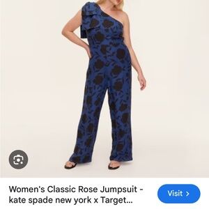 kate spade Blue and Black One-Shoulder Jumpsuit